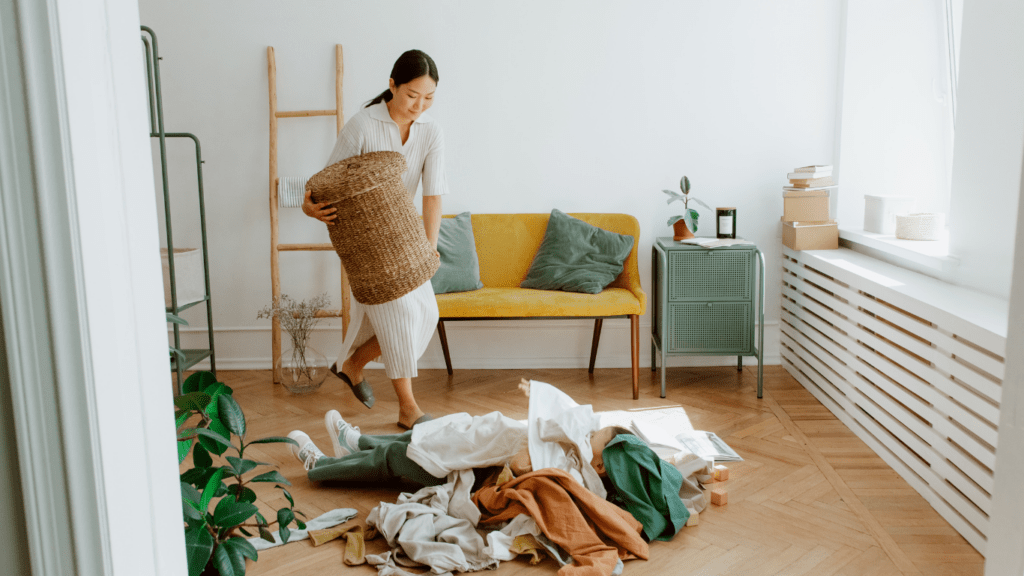 Woman Decluttering and Organizing