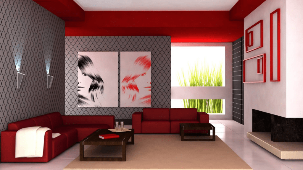 Red interior design 