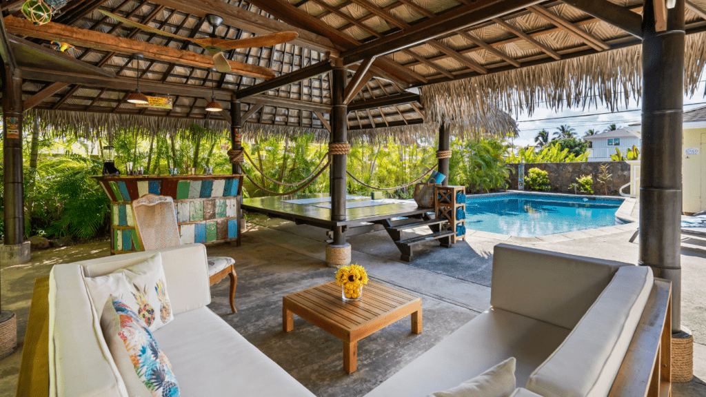 Outdoor patio with swimming pool